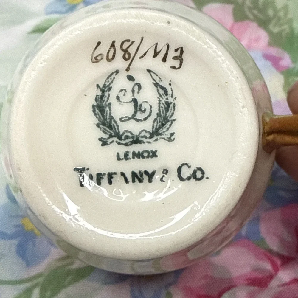 Lenox for Tiffany & Co. Porcelain Tea Cup, Floral Band, Gold Trim, Vintage‎ 2